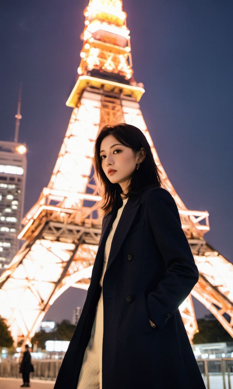 31638-842108403-xxmix, 1 beautiful woman, long coat tokyo tower, (Sui Ishida), dramatic lighting (masterpiece, best quality).png